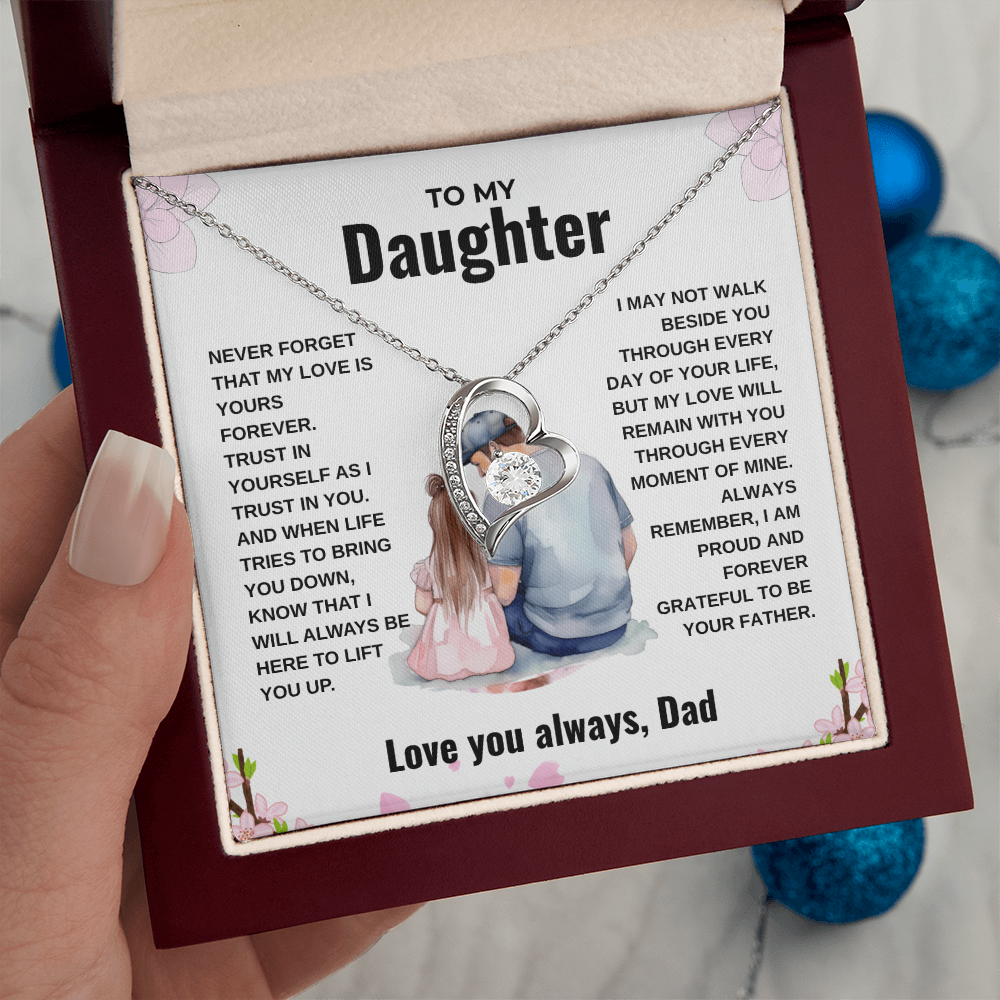 Forever Love Necklace with Heartfelt Dad-to-Daughter Message Card Gift