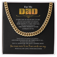 "For My Dad" Cuban Link Chain - Gift from Daughter - Birthday, First Protector Dad Necklace - Meaningful Gift from Daughter