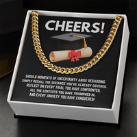 CHEERS! Graduation Gift for Him - Cuban Link Chain with Message Card