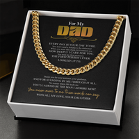 "For My Dad" Cuban Link Chain - Gift from Daughter - Birthday, First Protector Dad Necklace - Meaningful Gift from Daughter