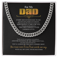 "For My Dad" Cuban Link Chain - Gift from Daughter - Birthday, First Protector Dad Necklace - Meaningful Gift from Daughter