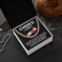 CHEERS! Graduation Gift for Him - Cuban Link Chain with Message Card