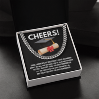 CHEERS! Graduation Gift for Him - Cuban Link Chain with Message Card