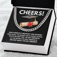 CHEERS! Graduation Gift for Him - Cuban Link Chain with Message Card