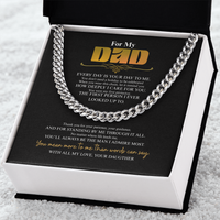 "For My Dad" Cuban Link Chain - Gift from Daughter - Birthday, First Protector Dad Necklace - Meaningful Gift from Daughter