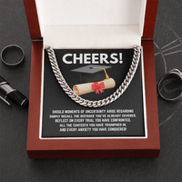 CHEERS! Graduation Gift for Him - Cuban Link Chain with Message Card