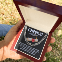 CHEERS! Graduation Gift for Him - Cuban Link Chain with Message Card