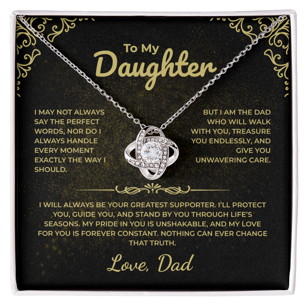 Love Knot Necklace with Daughter Message Card – Elegant Gift of Support & Endless Love from Dad