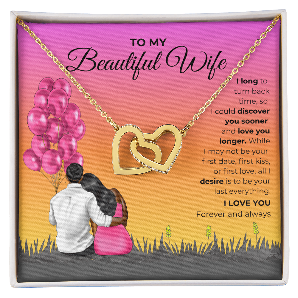 Interlocking Hearts Necklace Gift for Wife – Romantic Husband-to-Wife Message Card, Perfect gift for valentine, to celebrate your Wife