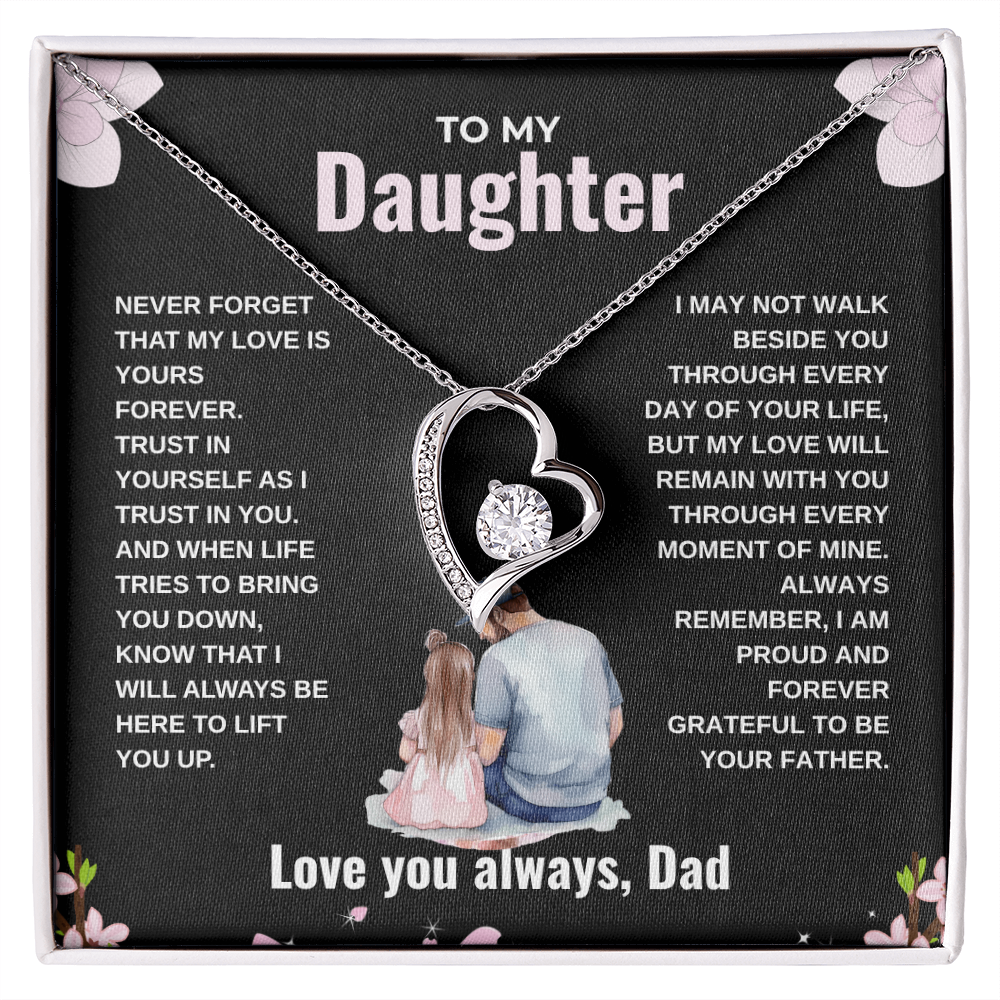 Forever Love Necklace with Heartfelt Dad-to-Daughter Message Card Gift