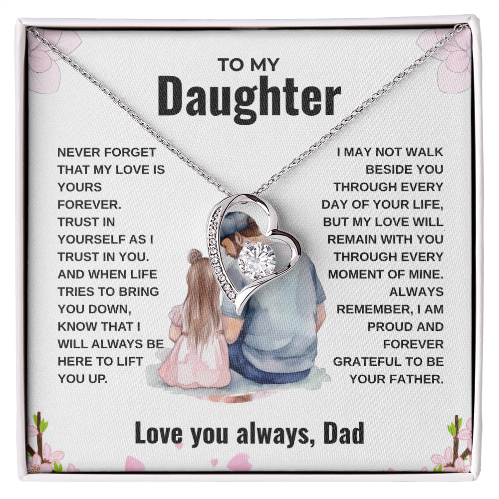 Forever Love Necklace with Heartfelt Dad-to-Daughter Message Card Gift