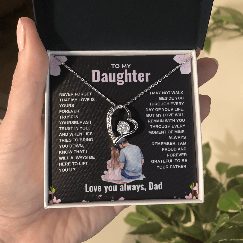 Forever Love Necklace with Heartfelt Dad-to-Daughter Message Card Gift