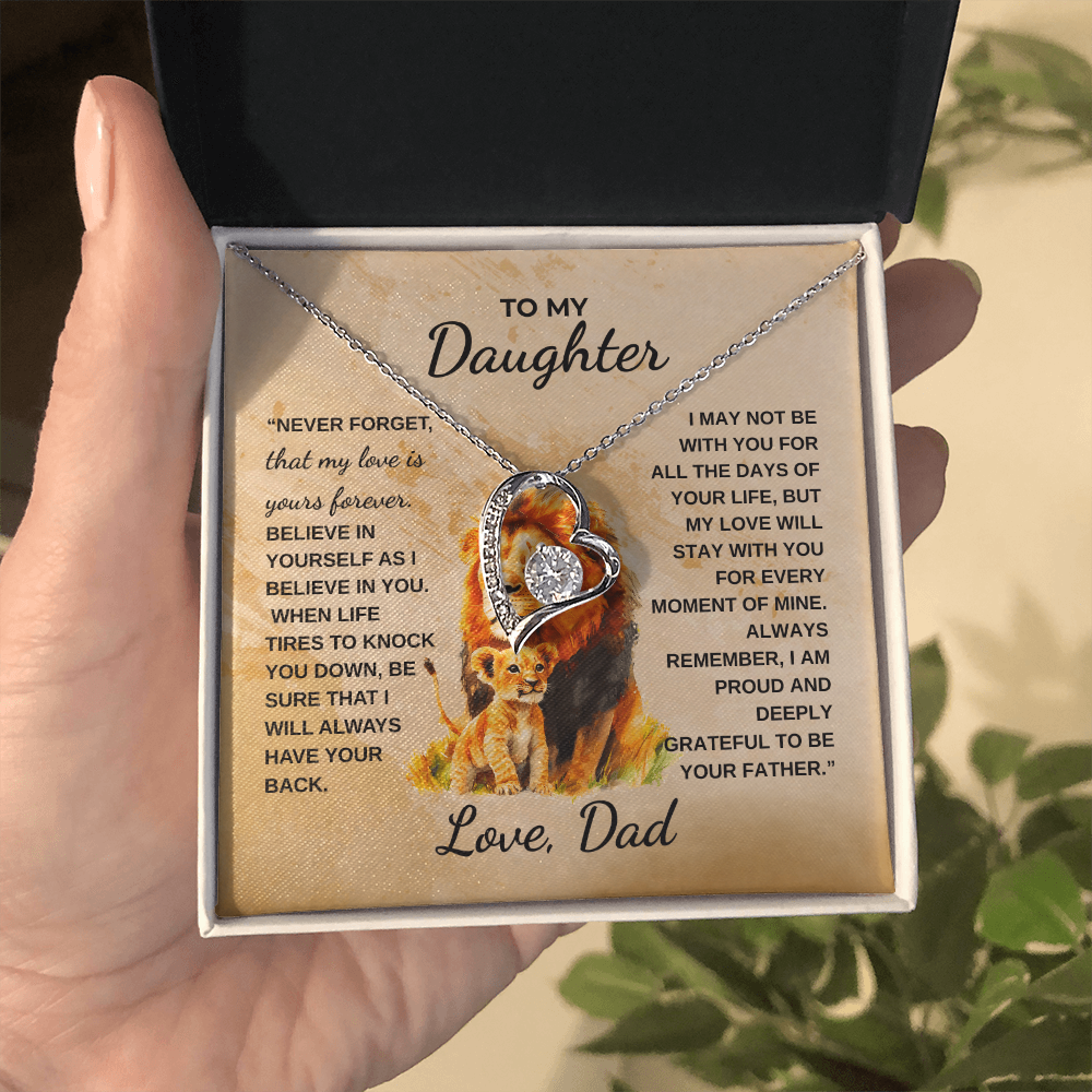Forever Love Necklace with Daughter Message Card – Heartfelt Gift from Dad to Daughter