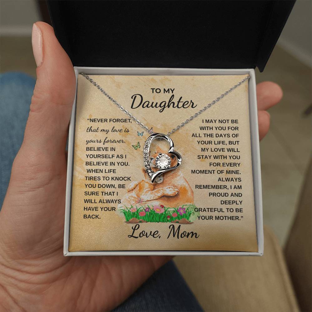 Forever Love Necklace with Daughter Message Card – Meaningful Gift from Mom to Daughter