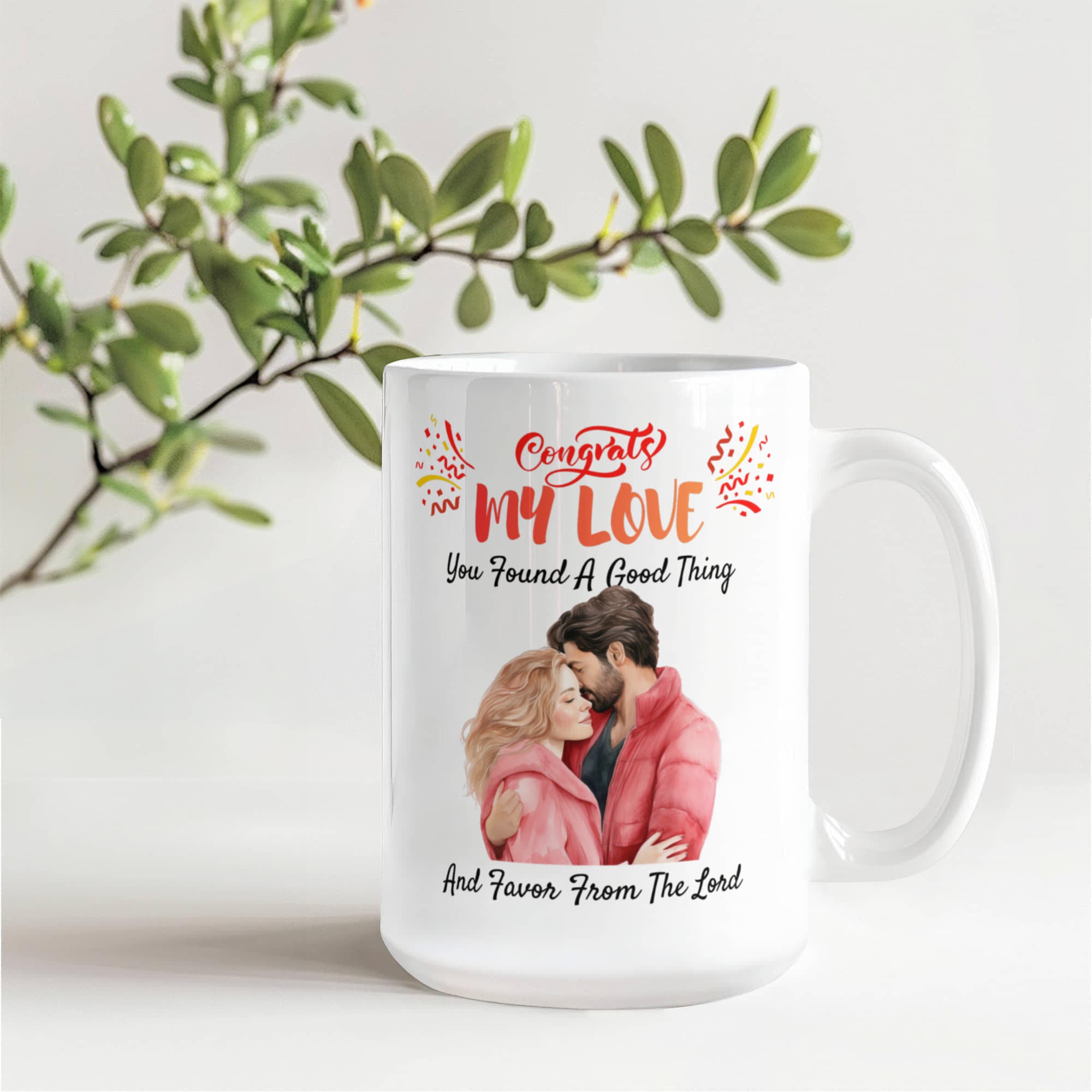 Found A Good Thing Christian Mug - Engagement Gift for Couple, Blessed Union: Favor From The Lord Engagement Mug